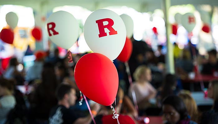 Balloons with the Rutgers R on them.